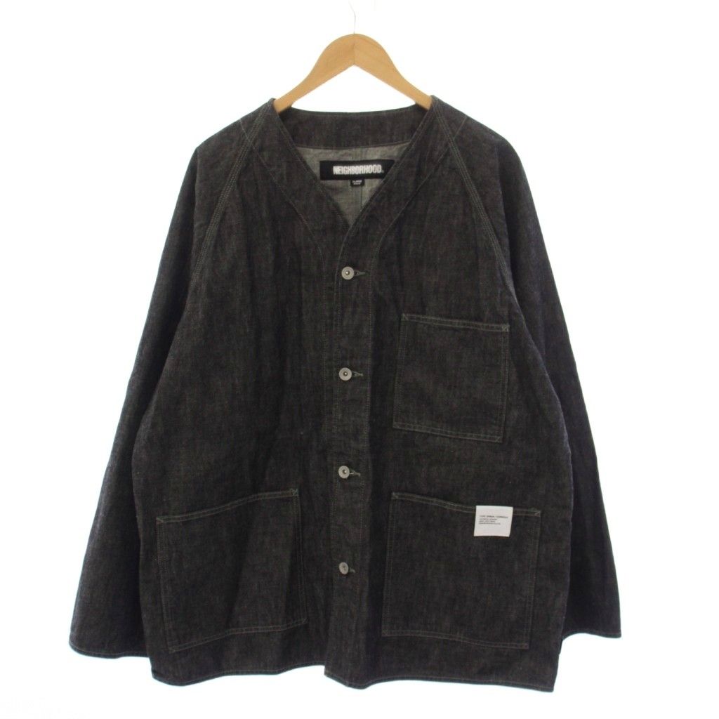 ネイバーフッド NEIGHBORHOOD 24SS DENIM NO COLLAR JACKET デニム ノーカラージャケット XL グレー 241XBNH-JKM03 /BM