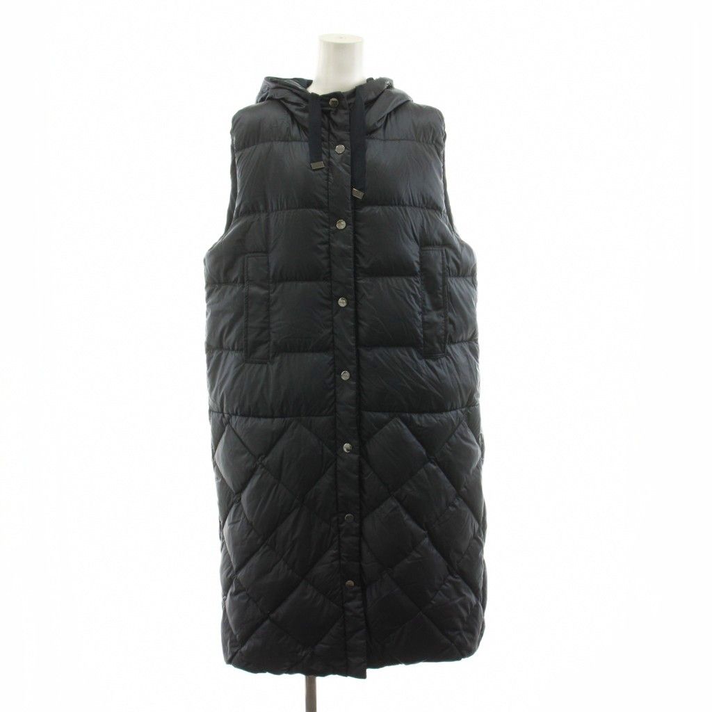 マックスマーラ MAX MARA The Cube ダウンベスト ロング フード ナイロン 40 紺 ネイビー 23929101376 /KU