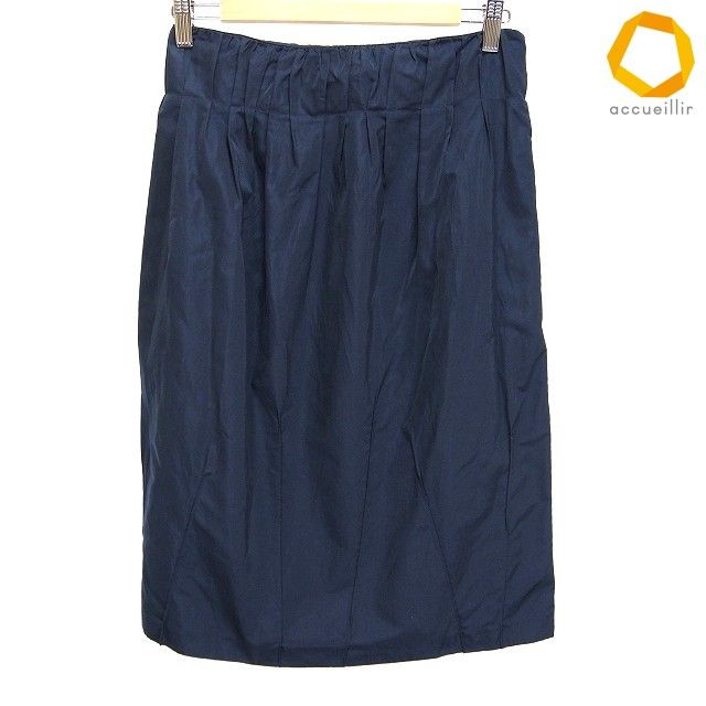 #a ジル・サンダー JILSANDER スカート 36 紺 台形 シルク混 光沢 イタリア製 レディース [1006291] k01