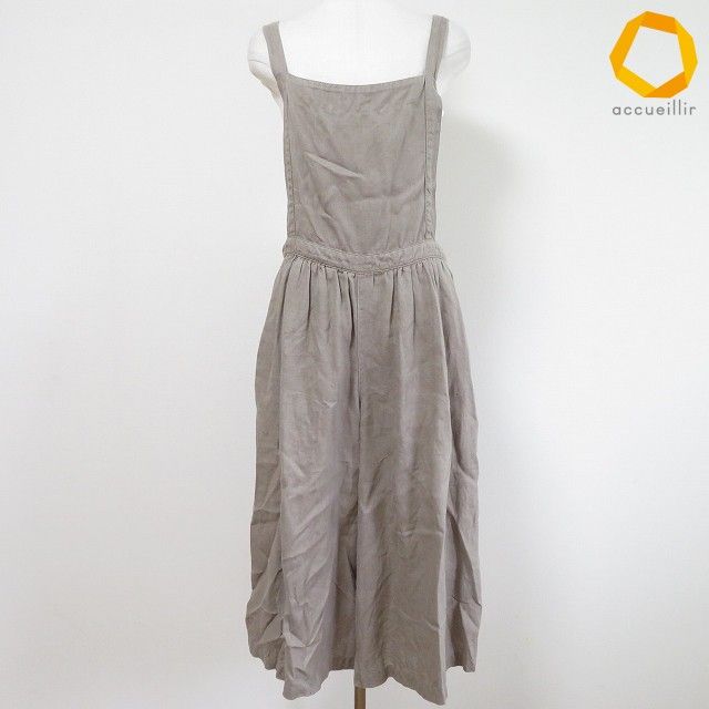 #anc ネストローブ nest Robe パンツ サロペット カーキ系 麻 ワイド アンクル丈 レディース [988411]