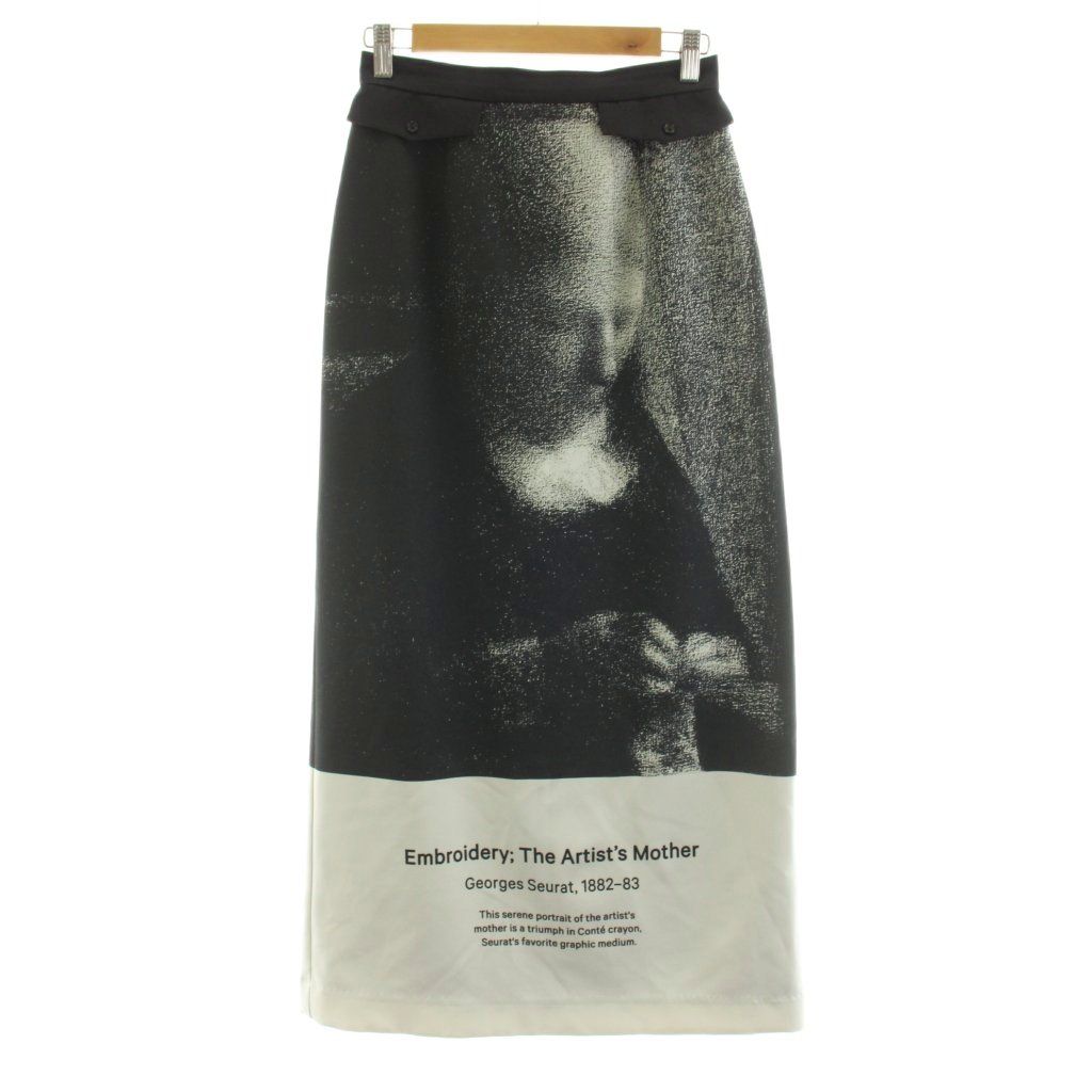 アメリヴィンテージ Ameri VINTAGE 23SS THE MET ILINE SKIRT スカート ロング マキシ 総柄 M 黒 ブラック 白 ホワイト 01320961420 /KU