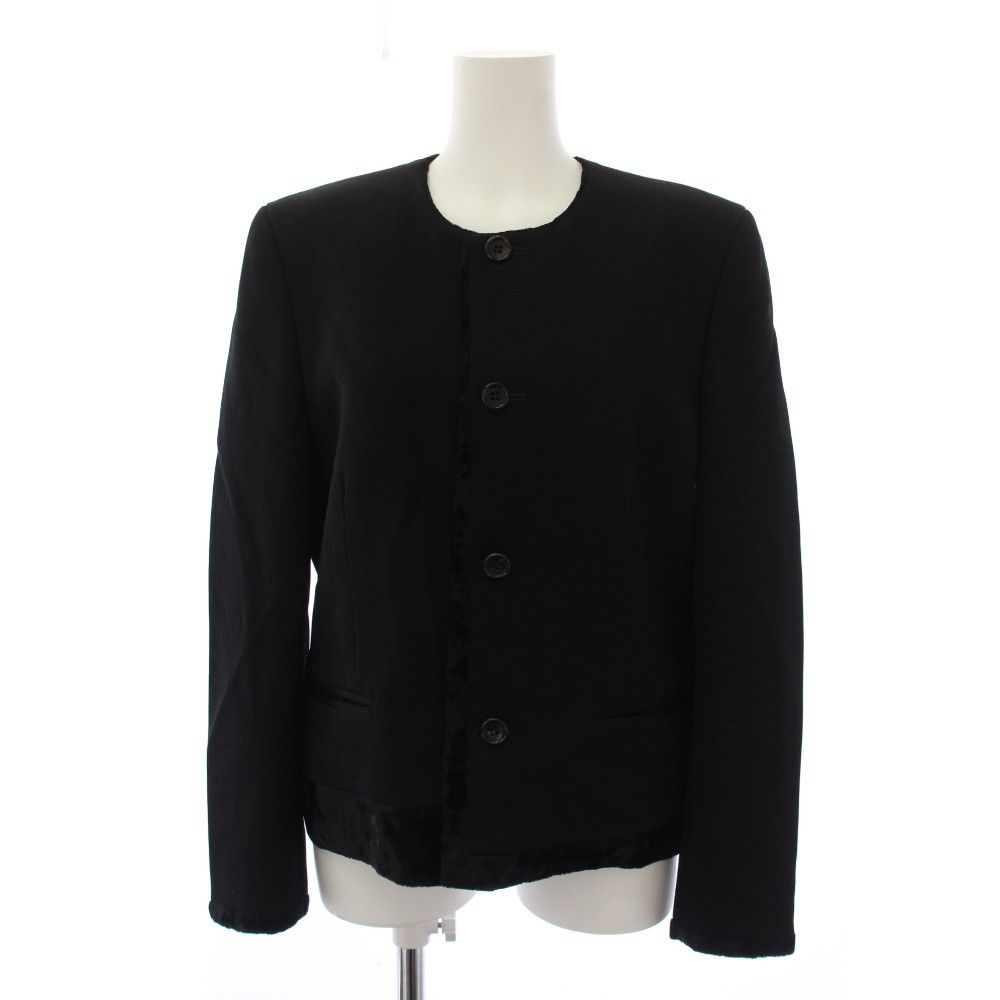 トリココムデギャルソン tricot COMME des GARCONS AD1991 ノーカラージャケット ウール M 黒 TJ-08020M /BM