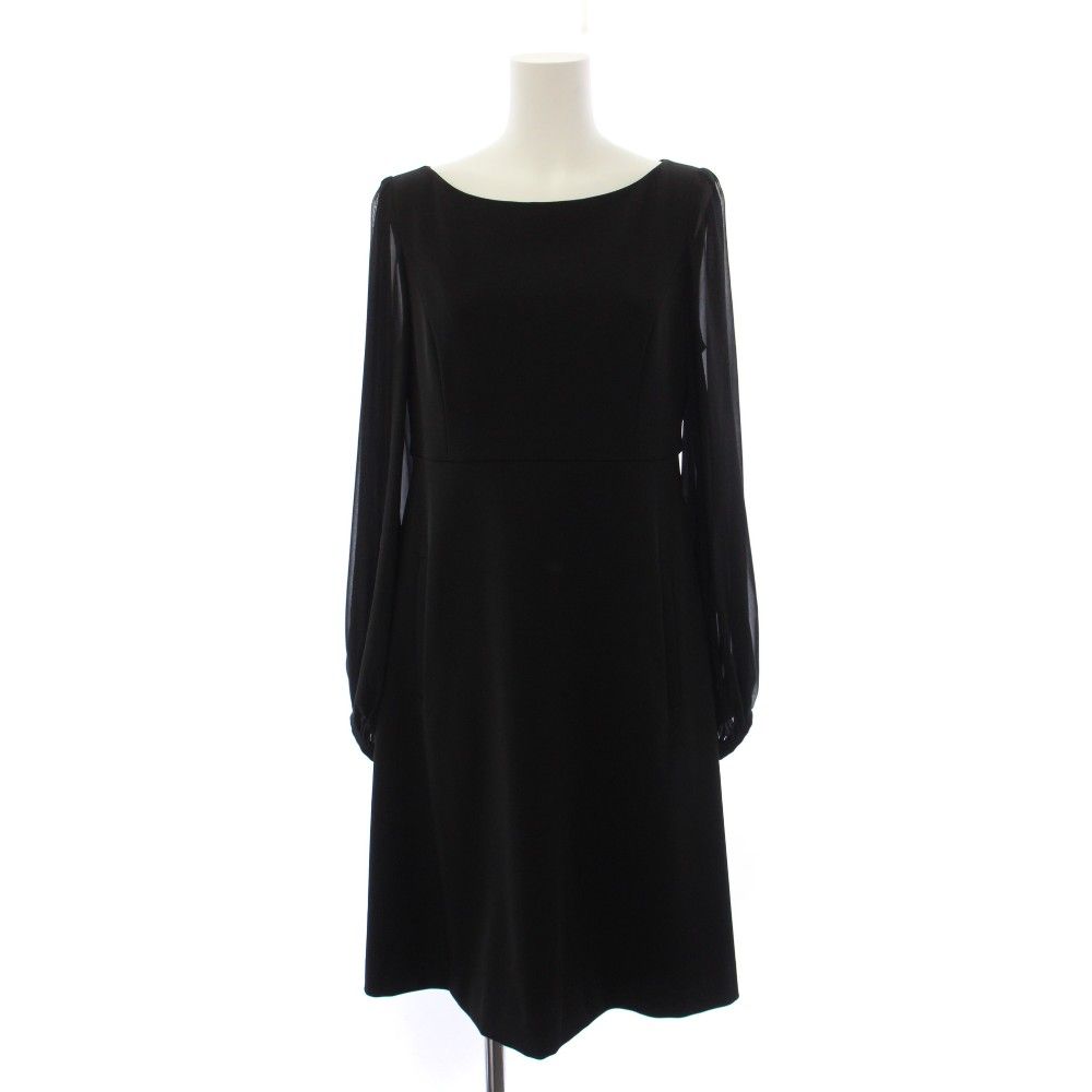 フォクシーニューヨーク FOXEY NEW YORK ワンピース 長袖 ひざ丈 シアー袖 40 黒 37806 /BM