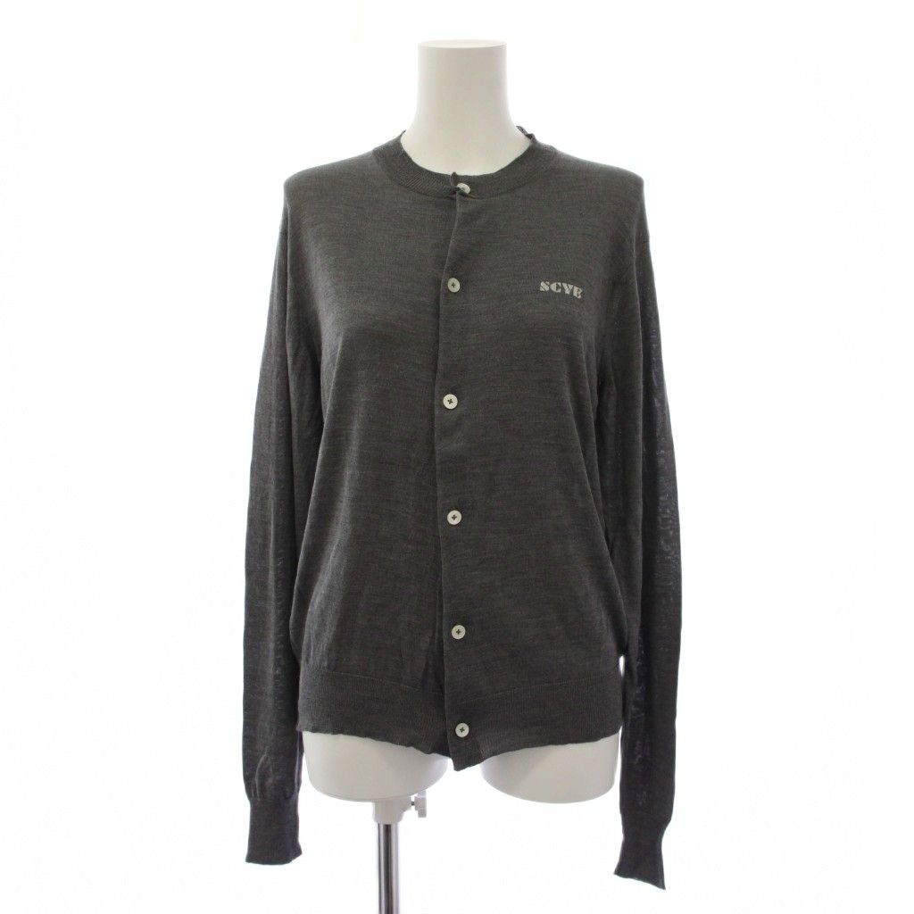 サイ SCYE 25SS Silk Knit Crew Neck Cardigan ニット カーディガン 長袖 シルク 38 グレー 1225-11111 /BM