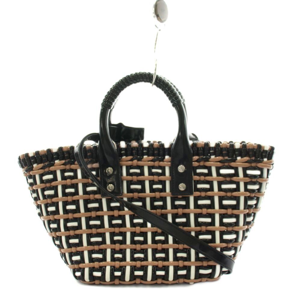 バレンシアガ BALENCIAGA ビストロ バスケット ハンドバッグ ショルダーバッグ 2way ベージュ 黒 ブラック 白 ホワイト 671342 /AN1 ■OH