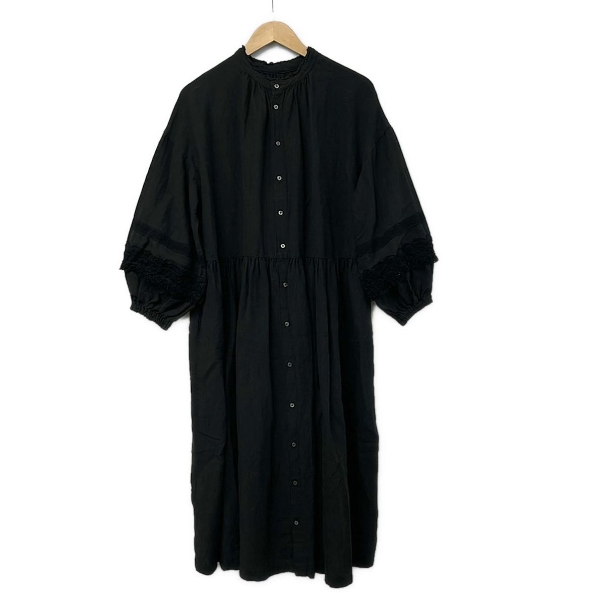 nest Robe(ネストローブ) ワンピース サイズF レディース - 01241-1051 黒 長袖/ロング/麻/レース/シャツワンピ