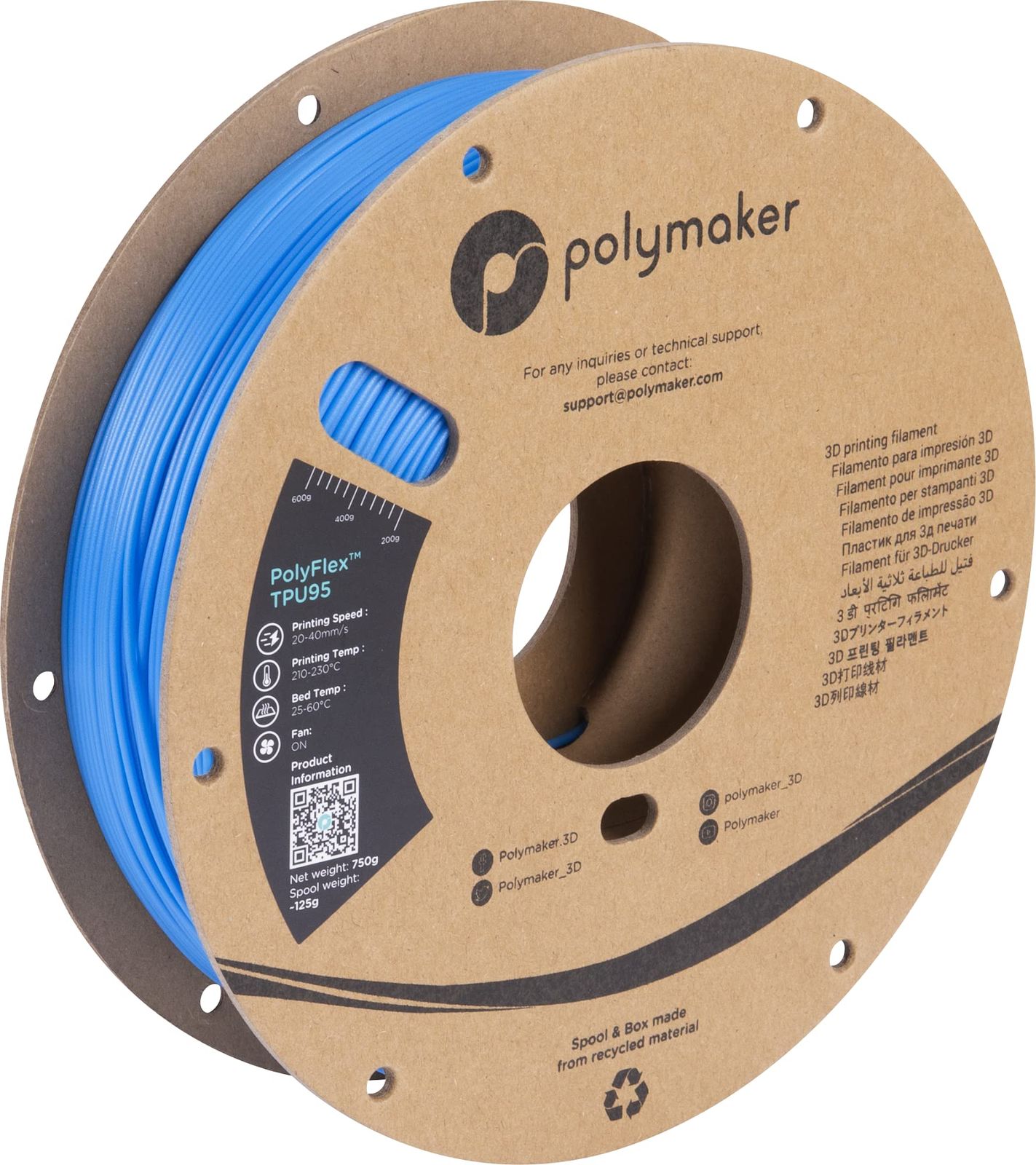 新品 ポリメーカ(Polymaker) 3Dプリンター用フレキシブルフィラメント PolyFlex TPU95 1.75 mm ブルー