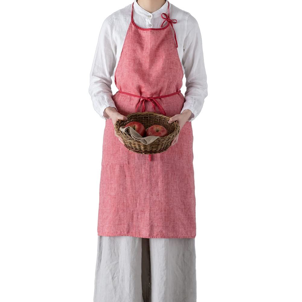 新品 [Lino e Lina] リーノエリーナ エプロン フルエプロン ミラ Mila A364 カメリア レディース メンズ キッチン 無地 リネン 麻 シンプル ロング丈