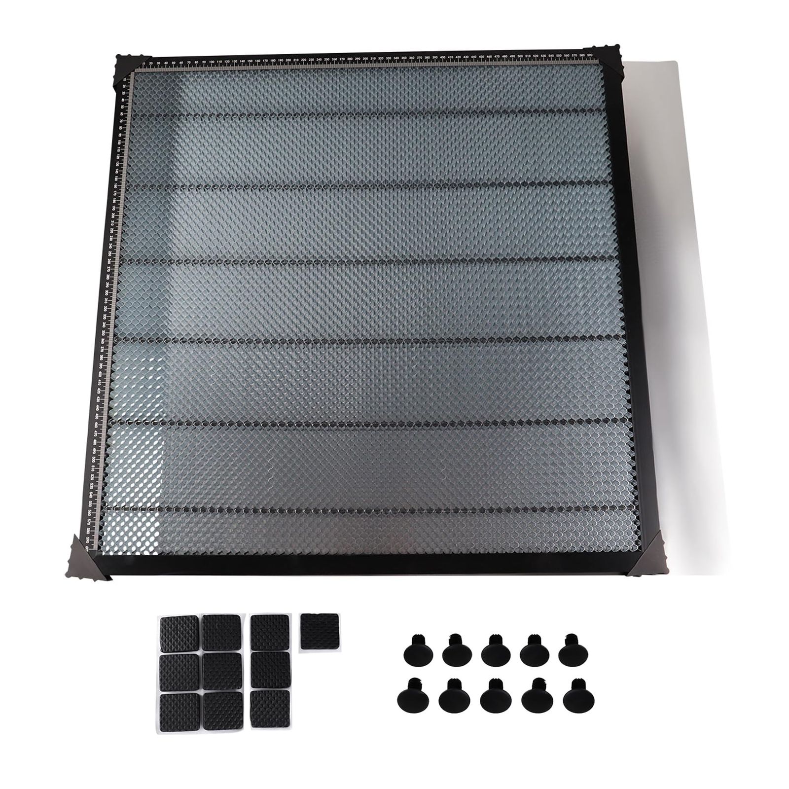 新品 KITISUNI ハニカムパネル レーザー彫刻用 蜂の巣パネル 650×650×22mm 作業領域600×600mm アルミ製トレイ付きハニカムボード 切断補助台 DIY レーザー加工機対応