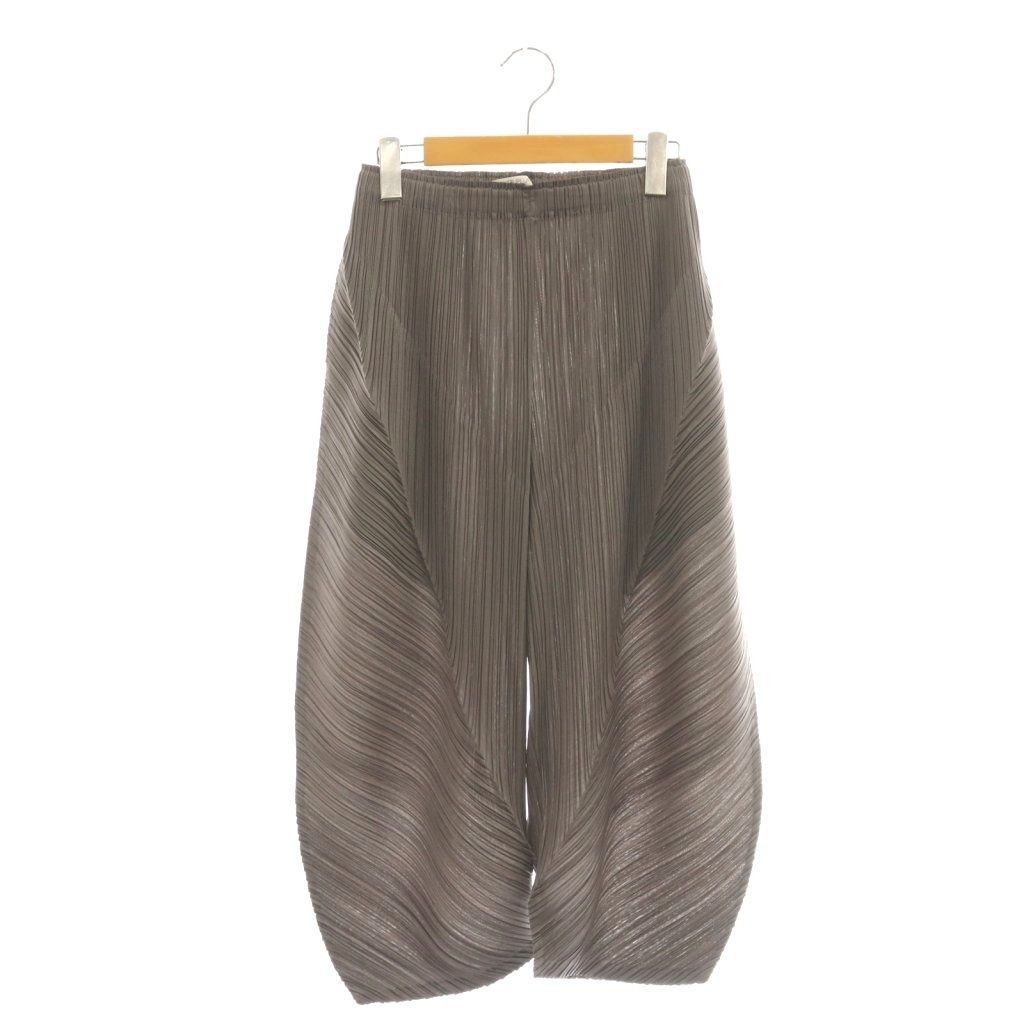 プリーツプリーズ PLEATS PLEASE イッセイミヤケ PP21-JF433 クロップドパンツ カーブパンツ プリーツ 2 グレー /ES ■OS ■SH