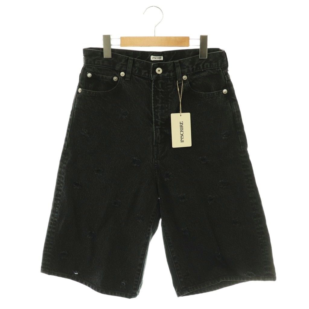 アンスクリア INSCRIRE 26SS Dot Hole Denim Shorts デニムショーツ ショートパンツ ダメージ加工 31 黒 ブラック /HS ■OS