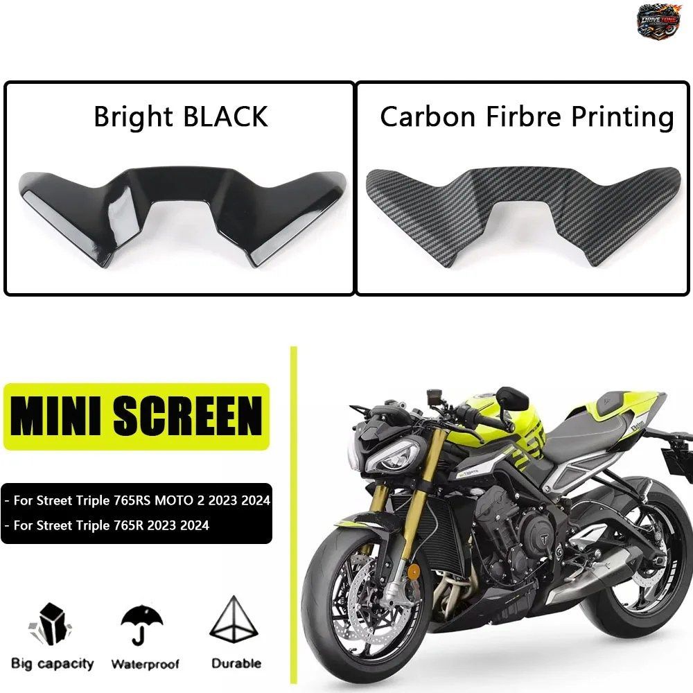 オートバイアクセサリー 2色 ミニウインドスクリーン フェアリング パネルカバー ミニスクリーン ストリートトリプル 765RS MOTO/765R 2023