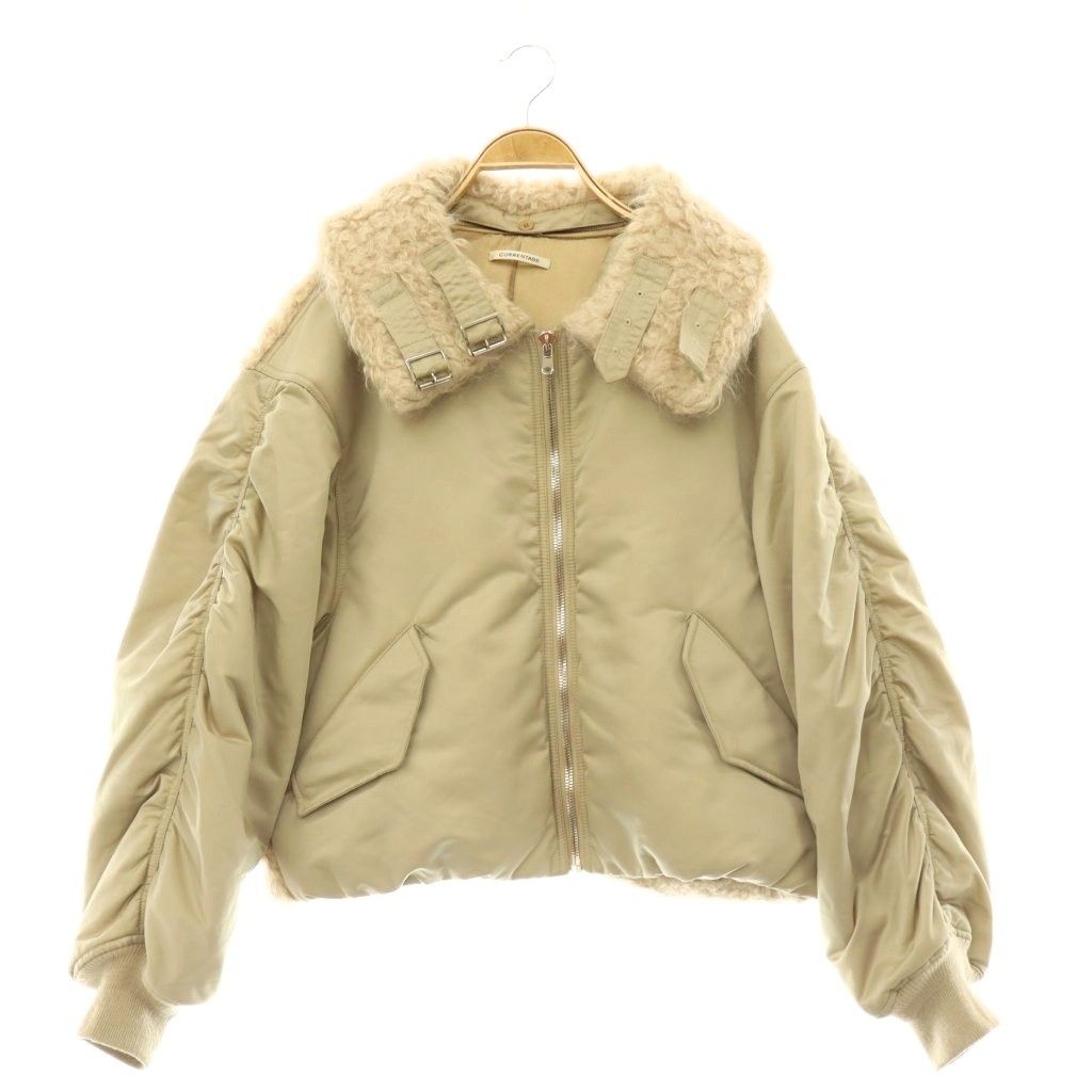 カレンテージ CURRENTAGE Combination Bomber Jacket ジャケット ファー ジップアップ 1 ベージュ /DO ■OS