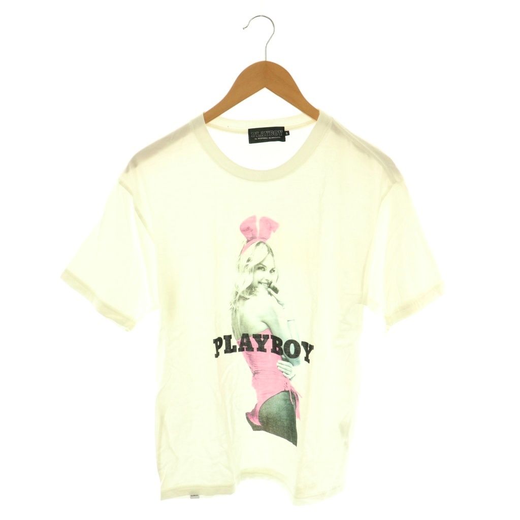 ヒステリックグラマー HYSTERIC GLAMOUR × PLAYBOY PLAYMATE ASHLEY Tシャツ クルーネック プリント 半袖 S 白 ホワイト /HS ■OS ■SH