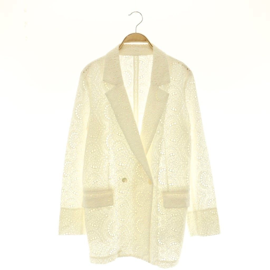 ラウンジドレス ガリャルダガランテ Loungedress GALLARDAGALANTE エンブロイダリーテーラードジャケット 薄手 ダブル F ホワイト /DO ■OS