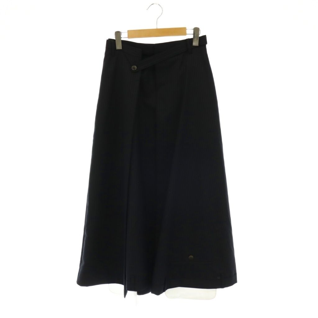 エンフォルド ENFOLD TROUSERS FLARE-SKIRT フレアスカート ストライプ ロング 38 ダークネイビー /ES ■OS