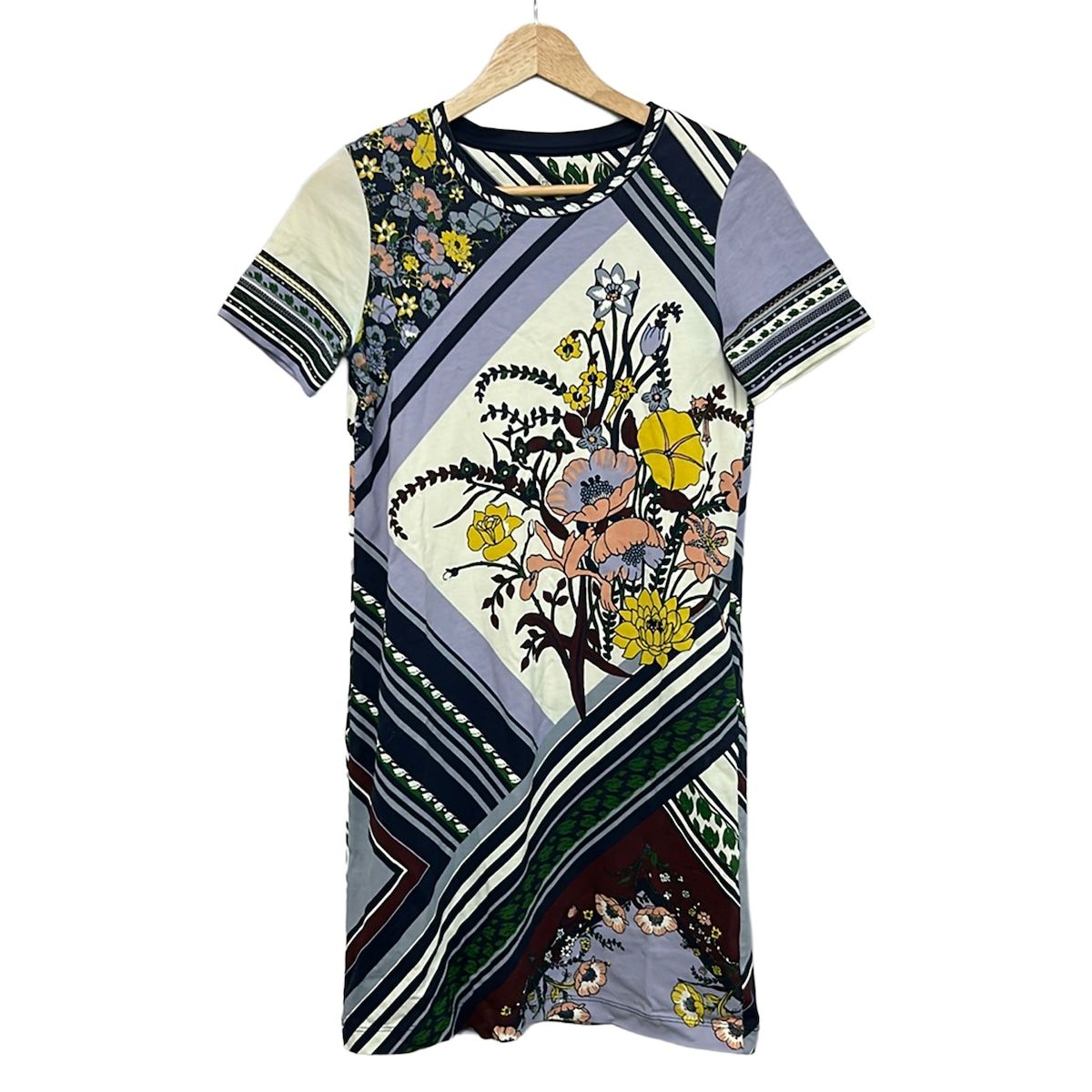 TORY BURCH(トリーバーチ) ワンピース サイズXXS XS レディース美品 - ライトパープル×ネイビー×マルチ