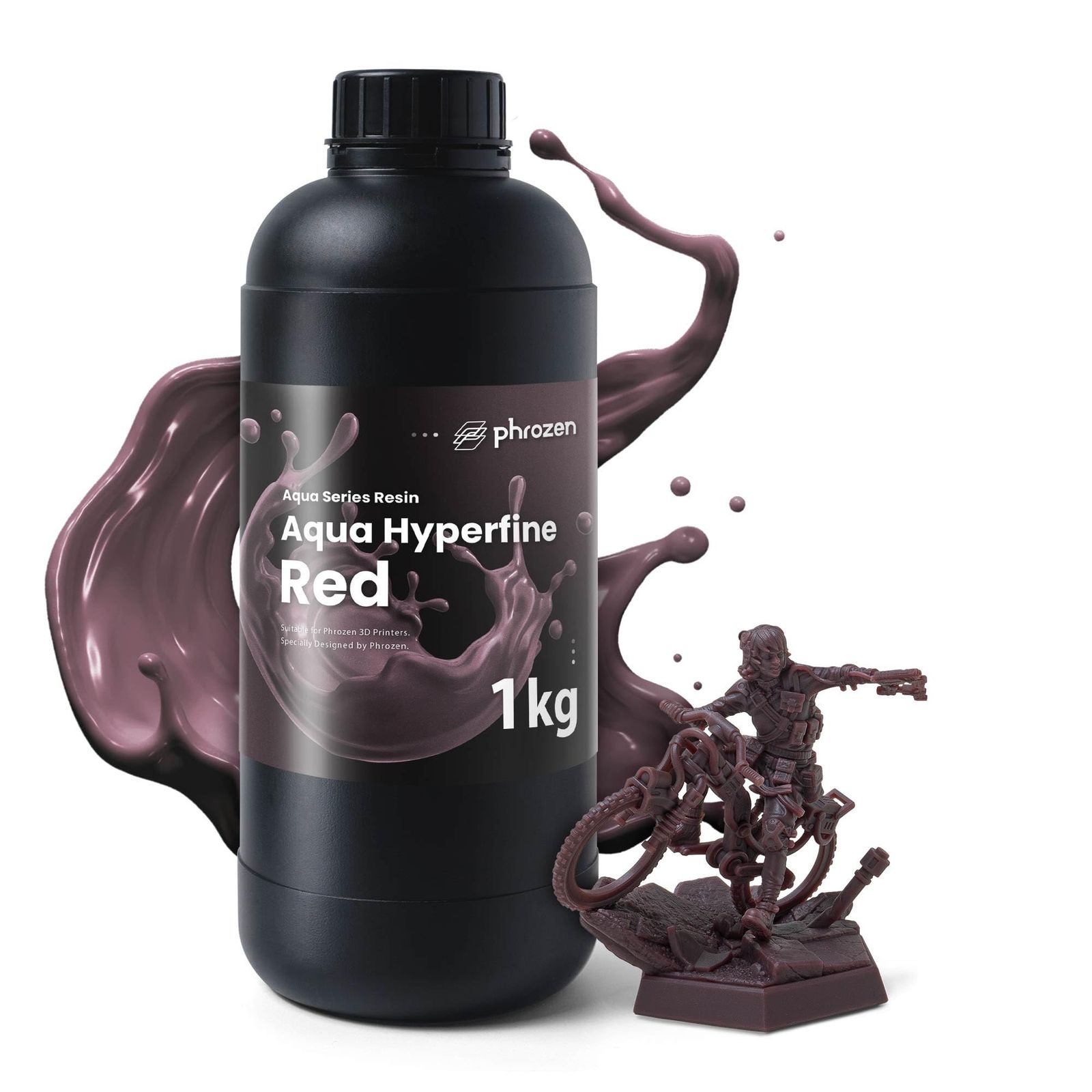 新品 phrozen 光造形 3Dプリンター用 UVレジン [Aqua Hyperfine Red] 超高精度 光硬化樹脂 LCD/SLA 3Dプリンタ向け低収縮 硬化速い DIY フィギュア アクセサリ (1000g) - レッド
