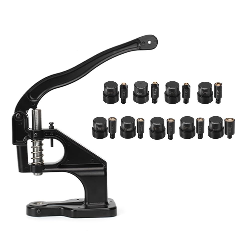 新品 WUTA ハンドプレス機 手動ボタン取り付けツール ミュートスタンピング ホームクラフトツール リベット モールド 9個セット