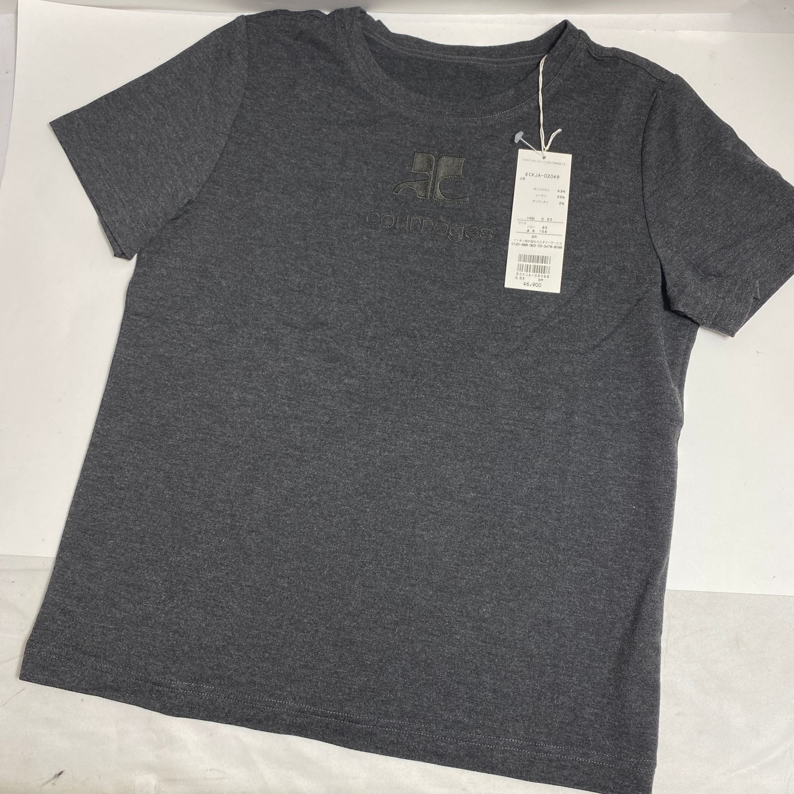 クレージュ courreges ワンポイントロゴ グレー半袖Tシャツ サイズ9R M 