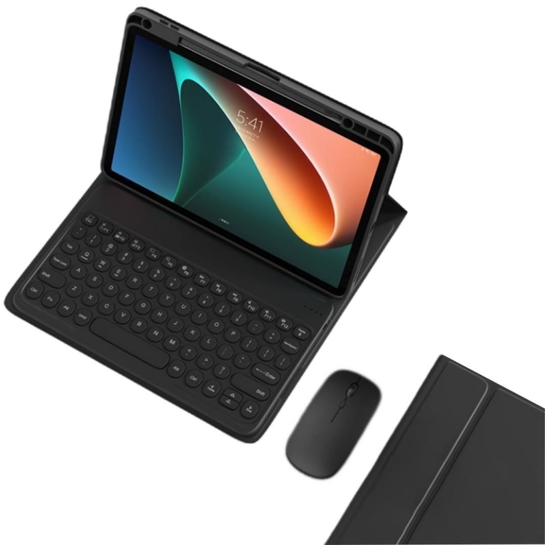 新品 マウス付き Xiaomi Pad 6S Pro 12.4 キーボードケース かわいい 丸型キー カラーキーボード シャオミ xiaomi pad 6s pro 12.4インチ キーボード ケース ペン収納可能ブラック