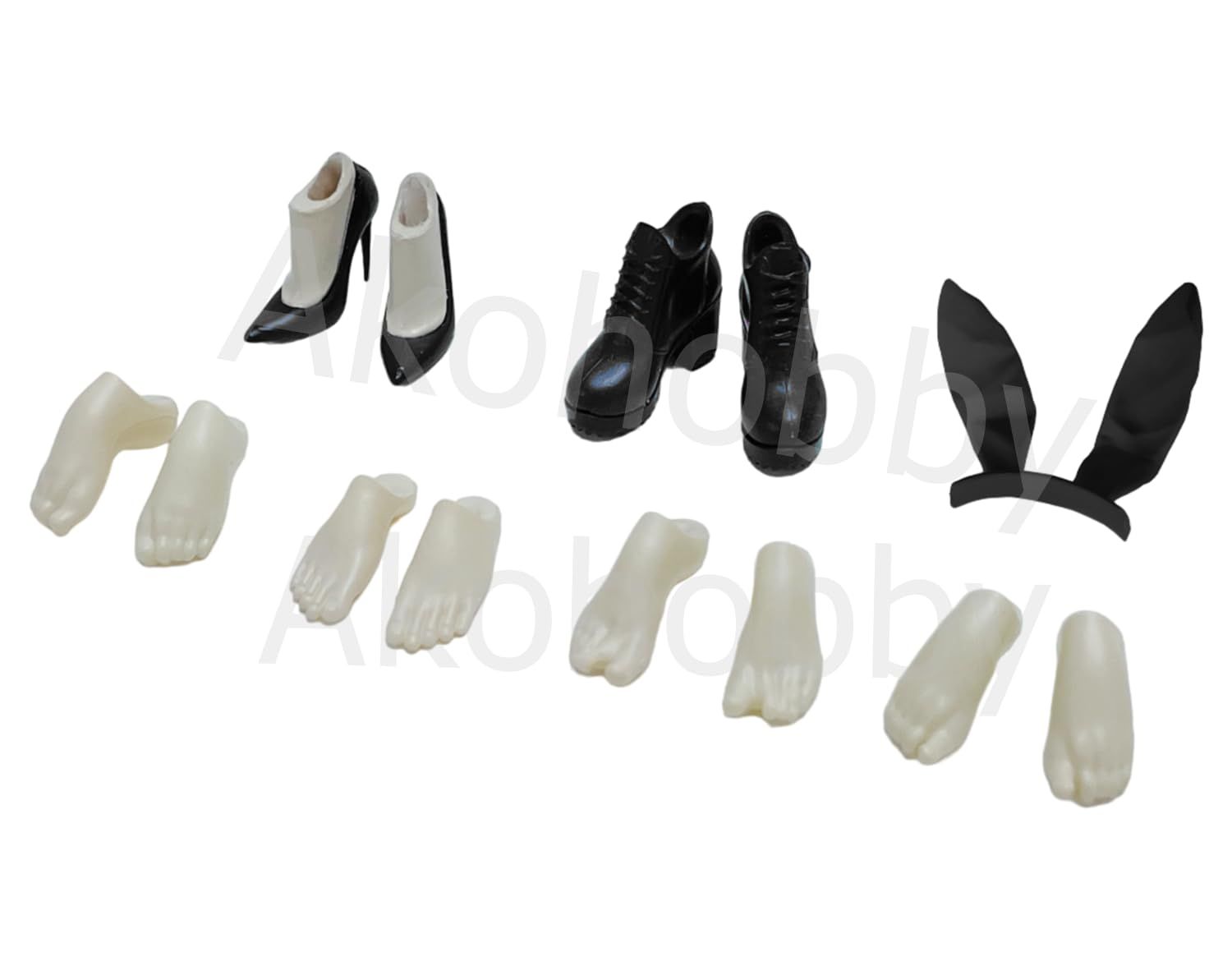 新品 [プラスチック素材 足 靴 ブーツ バニー 黑] 改造パーツ 身体 AKO 改造 パーツ 朱羅 弓兵 忍者 絆 玉藻ノ前 皇巫 スサノヲ アマテラス レガリア 白面金毛 武装神姫 PUNI☆MOFU トゥ マオ グランマ 蒼炎 紅蓮 BUSTER DOL
