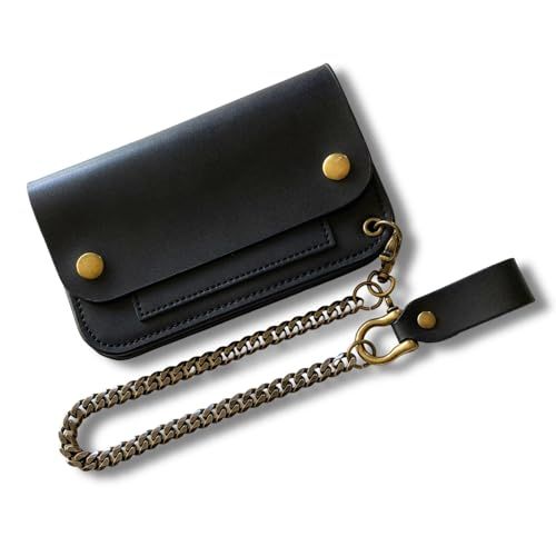 [Sasical] サシカル トラッカーウォレット ミドル チェーン 本革 ウォレットチェーン セット長財布 メンズ 二つ折りトラッカーズウォレット レザー ウォレット バイカーズウォレット アメカジ 財布 (前ポケットあり)pms 7b5344c3