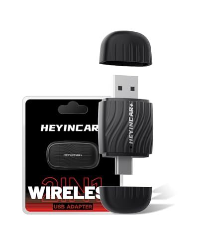 【新品】【両端ヘッドのデザイン ワイヤレスアダプター最新登場】HEYINCAR+ ワイヤレスCarPlay/Android Auto アダプター CarPlay＆AndroidAutoをワイヤレス化 アダプタケーブル不要 純正な有線CarPl 221892a1