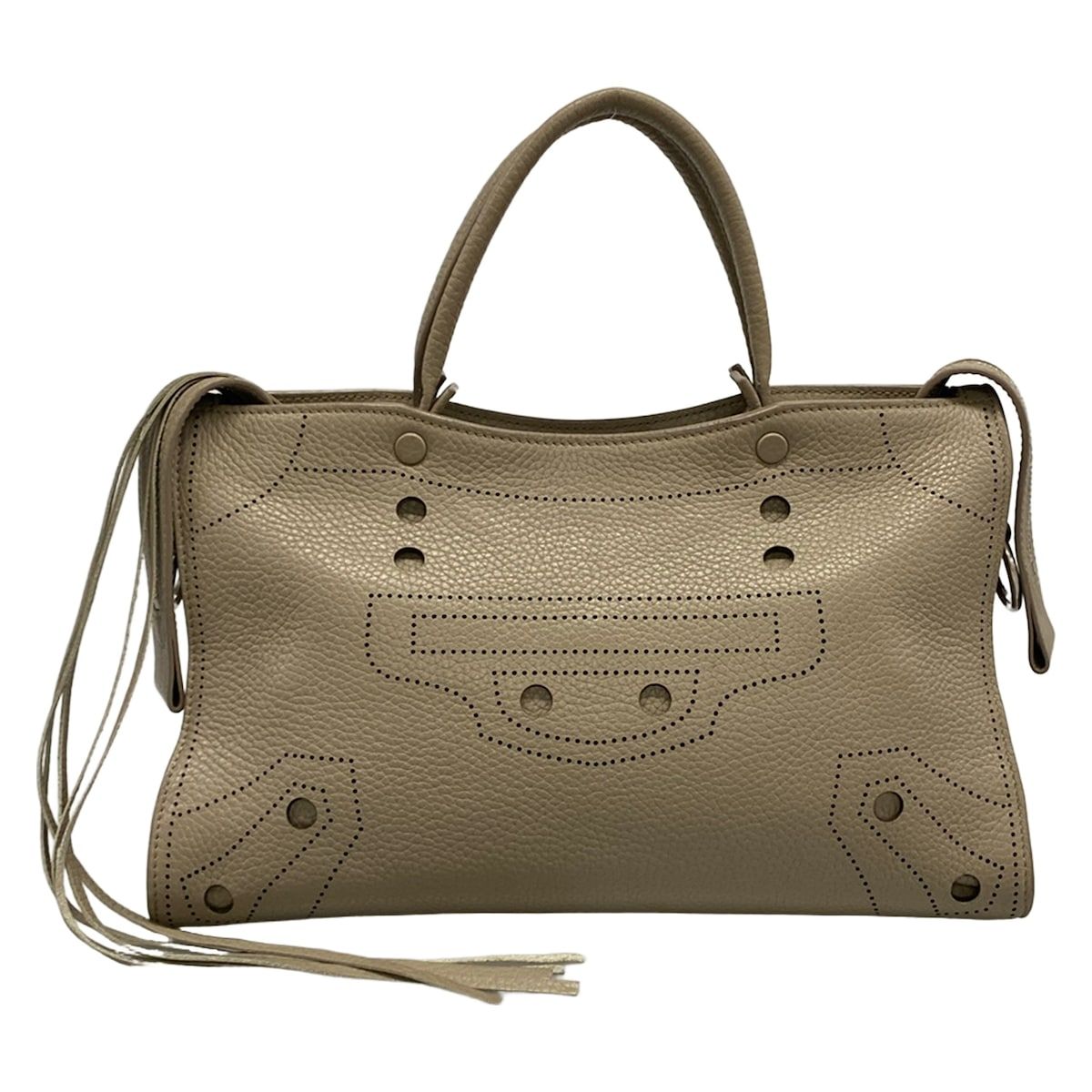 BALENCIAGA(バレンシアガ) ハンドバッグ ブラックアウト シティ S 443516 グレーベージュ レザー
