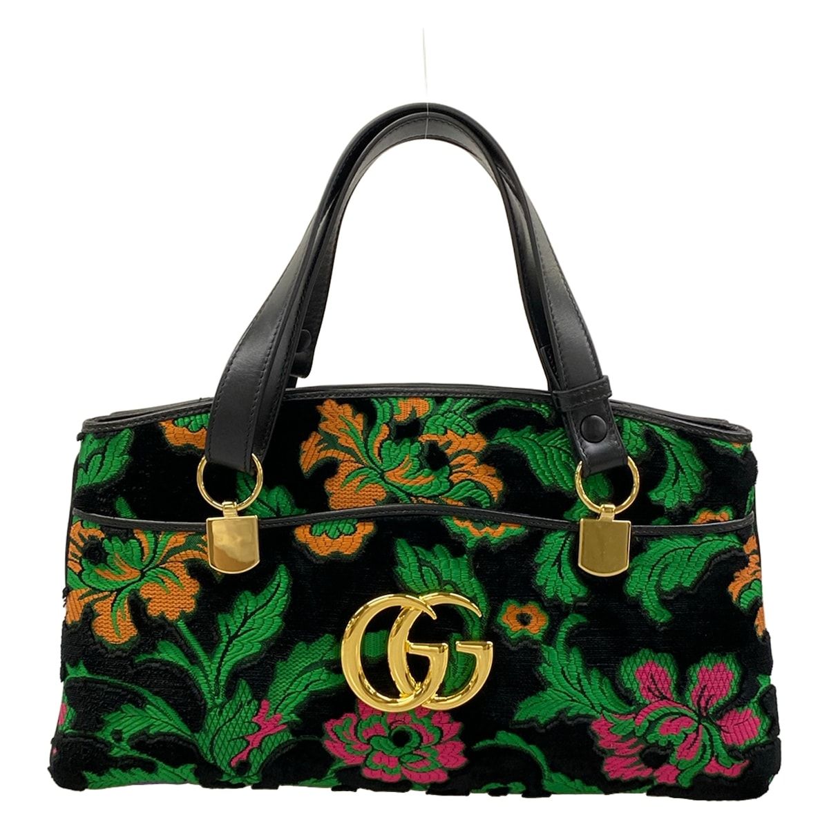GUCCI(グッチ) ハンドバッグ アリー フローラル トップハンドルバッグ 550130 黒×グリーン×マルチ 2019AW レザー