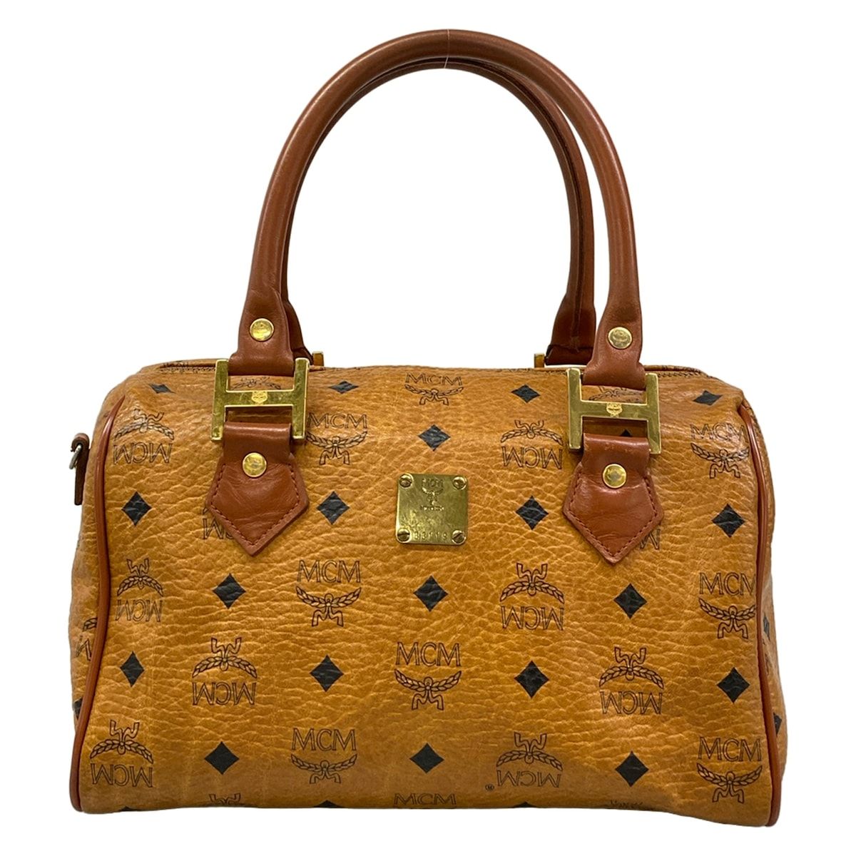 MCM(エムシーエム) ハンドバッグ ブラウン×ダークブラウン ミニボストン