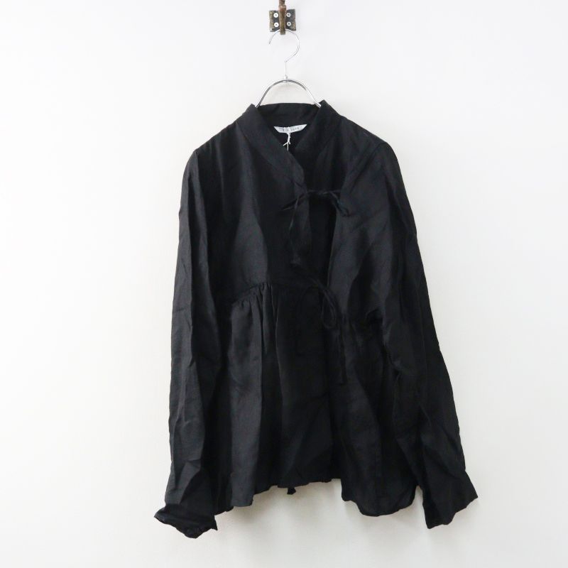 極美品 トゥジュー TOUJOURS BELGIAN PURE LINEN CLOTH Rabari Jacket 2＼ブラック ラバリジャケット リネン ギャザー【2400014972849】
