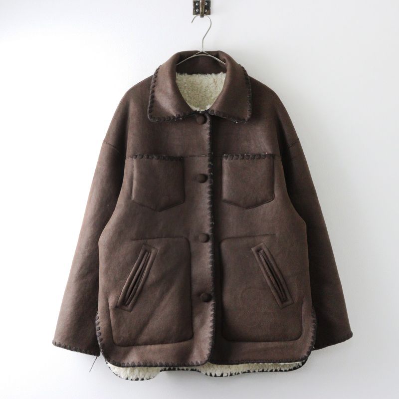 美品 定価5.5万 2025AW イエナ IENA LA BOUCLE リバーシブルファーリーボンディングブルゾン＼ブラウン ジャケット【2400014973709】