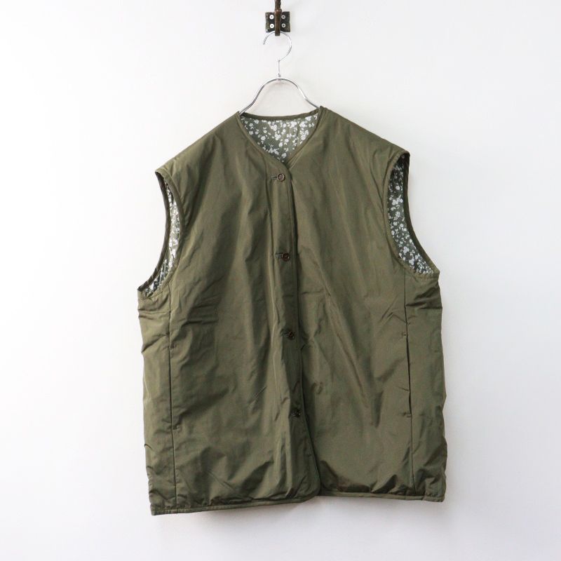 極美品 トゥジュー TOUJOURS Reversible Padded Utility Vest 2＼カーキ リバーシブル ユーティリティベスト 中綿【2400014972818】