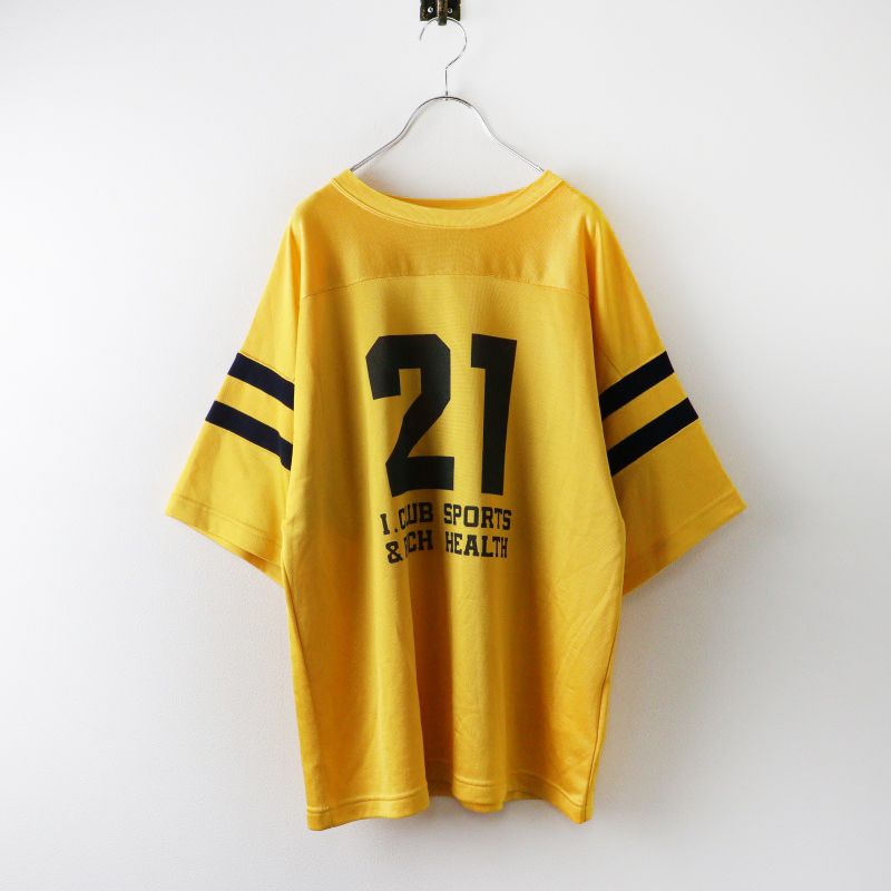 美品 アンスクリア INSCRIRE Pigment Print Football Tee M＼イエロー ピグメントプリント フットボールTシャツ【2400014970074】