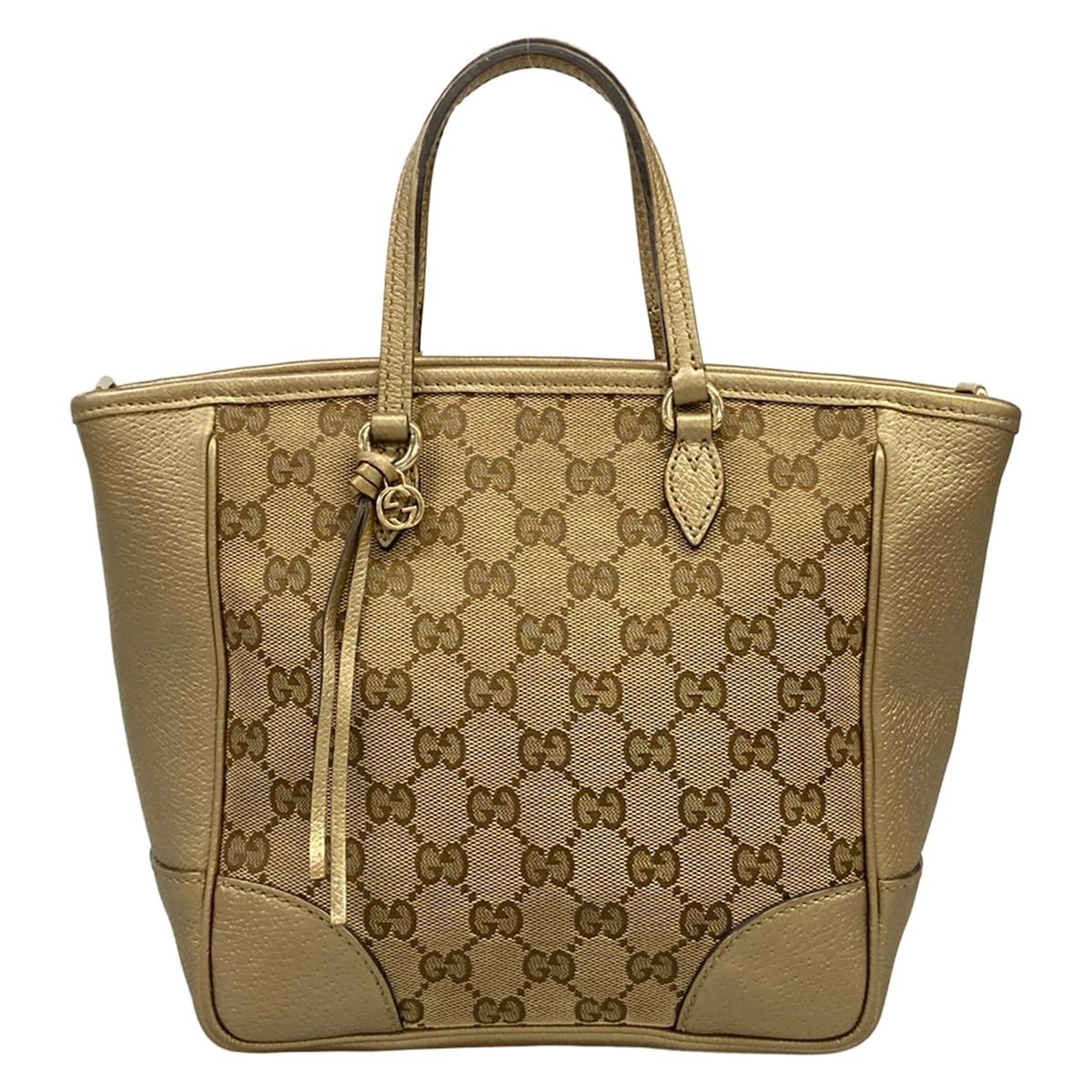 GUCCI(グッチ) ハンドバッグ GG柄 353121 ベージュ×ダークブラウン×ゴールド レザー