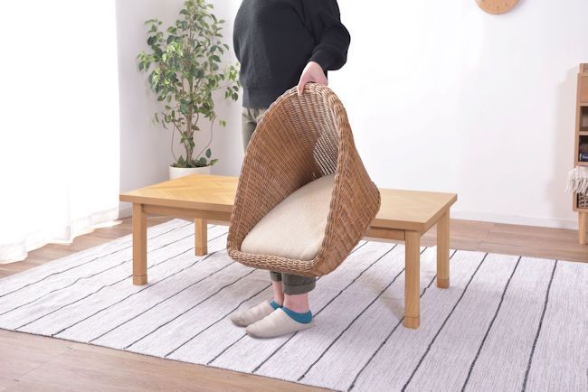 籐ラタン フロアチェア2脚組 座椅子 コンパクト 椅子 イス ブラウン系