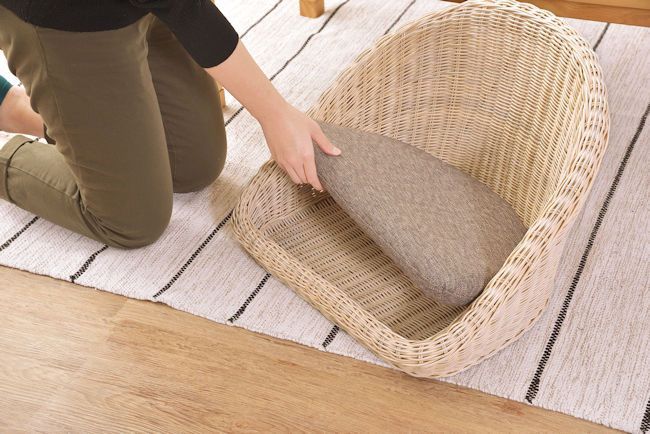 籐ラタン フロアチェア2脚組 幅53cm ナチュラル系 座椅子 コンパクト