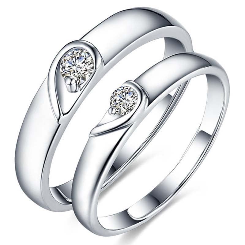 [Liebendo] ギフトBOX付き ペアリング 結婚指輪 レディース リング ハート 調節可能 ジルコン カップル ファッション キラキラ 人気 チェーン シンプル お誕生日 プレゼント おしゃれ 可愛い 夫婦 恋人 指輪