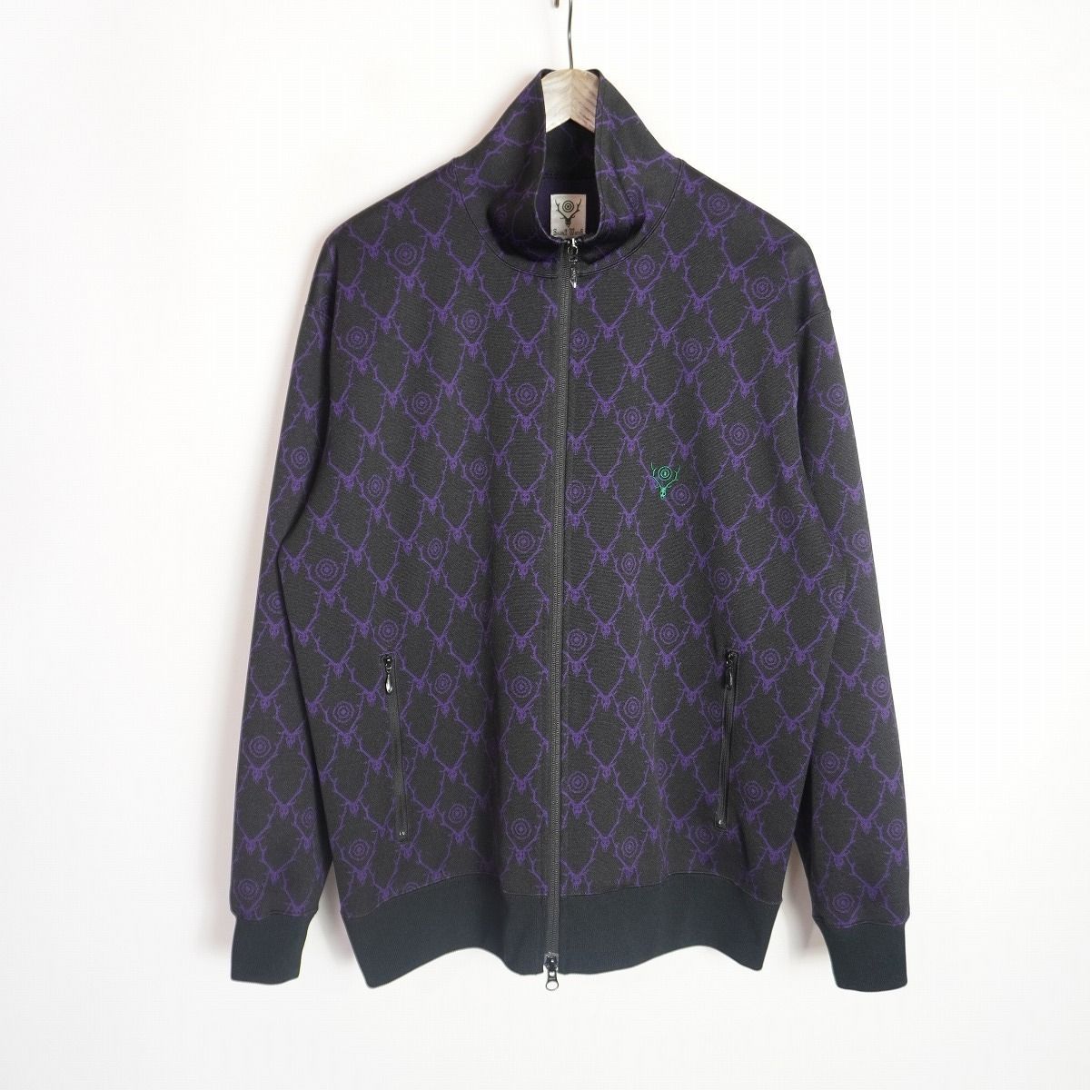 美品 定番South 2 West 8 (S2W8) サウスツーウエストエイト TRAINER JACKET ジャージ トラック ジャケット NS808 サイズL 総柄3059Q♪