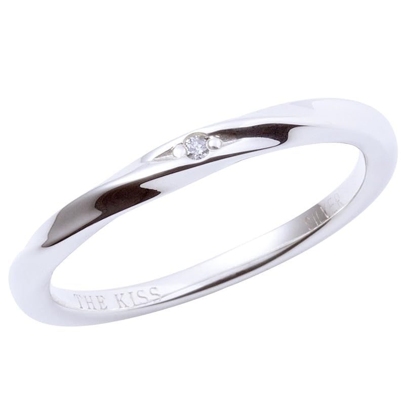 [ザ・キッス] SR1546DM 19号 ユニセックス シンプル シルバー リング 結婚指輪 ダイヤモンド ラッピング ボックス付き