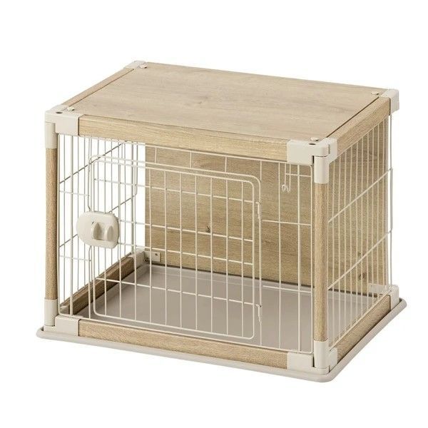【アイリスオーヤマ】【ペット　インテリア　組立簡単】犬用ウッディサークル　ライトグレー/ライトベージュ（超小型犬用）