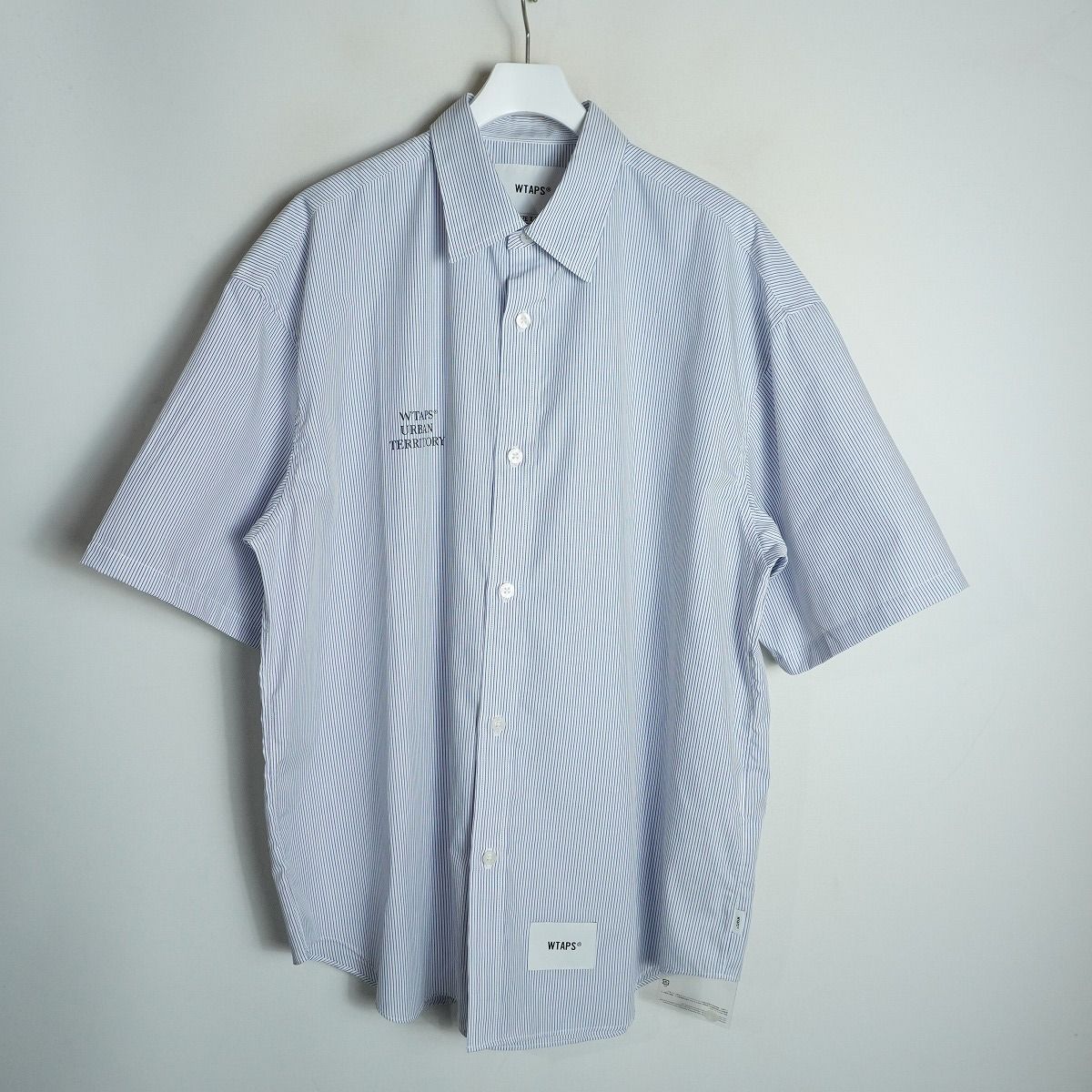 新品 26SS WTAPS ダブルタップス TXT 01 SS CTPL BROADCLOTH TEXTILE 半袖シャツ ストライプ 261TQDT-SHM05 サイズ03 青3056Q♪