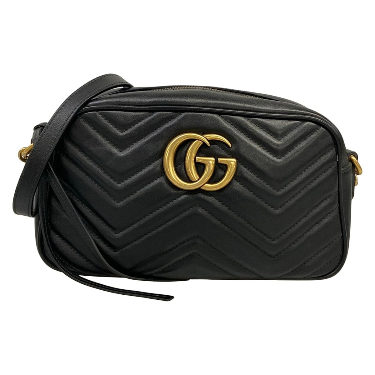 GUCCI(グッチ) ショルダーバッグ GGマーモント 447632 黒 チェーンショルダー レザー