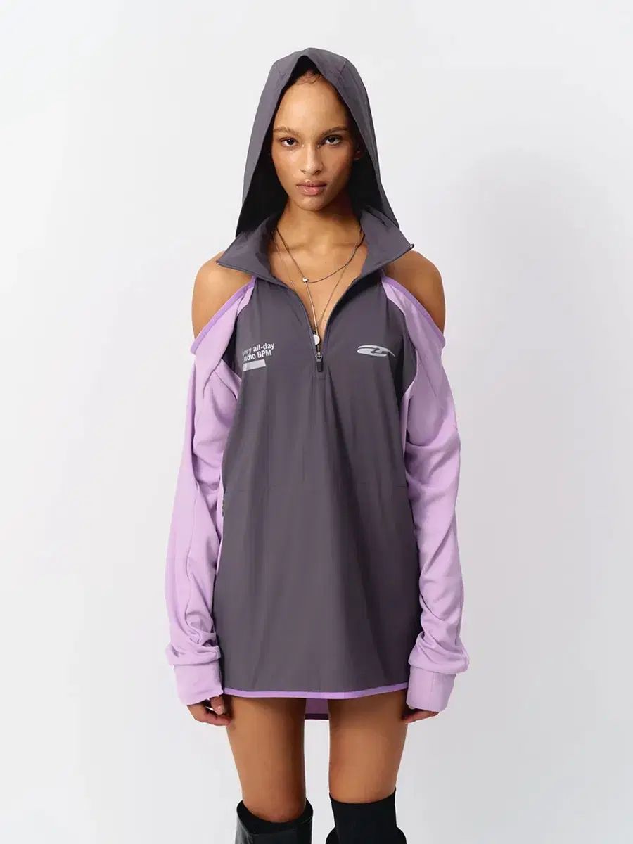 YEELSPORTY OPEN SHOULDER HOODED GRAY