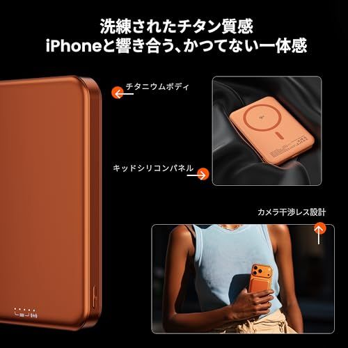 Qi2対応 10000mAh MagSafe対応 【超薄型14mm・軽量186g】15W ワイヤレス急速充電 マグネット式 2台同時充電 USB-C PD20W 【PSE認証済・リン酸鉄リチウム電池】iPhone 17?12 / Apple de306064