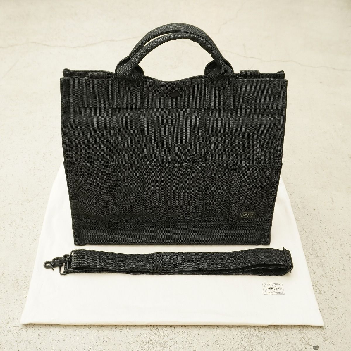 極美品 吉田カバン PORTER ポーター コーデュラ ダック生地 SMOKY スモーキー 2WAY トート バッグ カバン ブラック 黒 2868Q♪