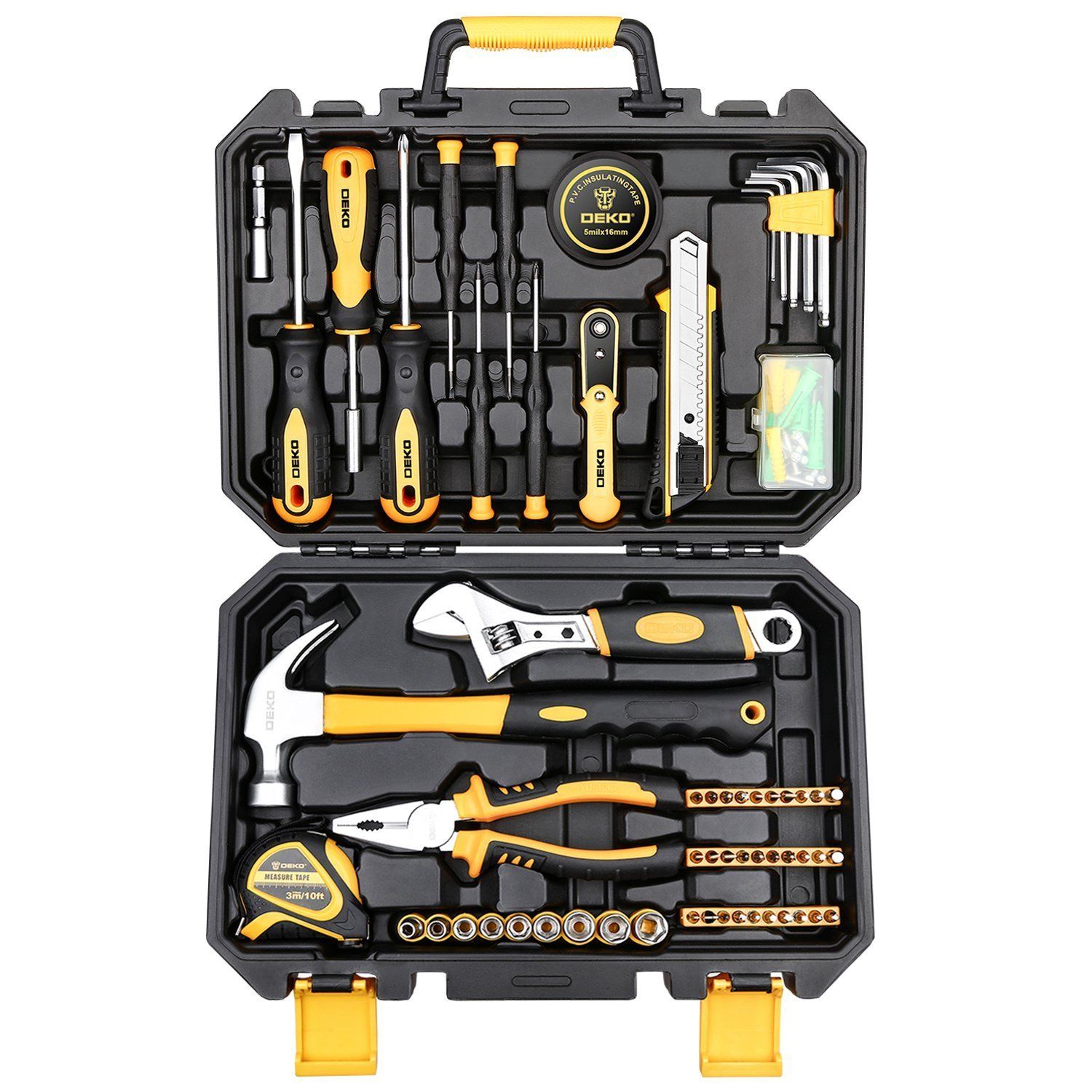 【新品】100点 ホームツールセット 工具セット 家庭用 日曜大工 DIYセット 作業工具セット 家具の組み立て 住まいのメンテナンス用 修理道具セット 便利な収納ケース付き 7755cb62