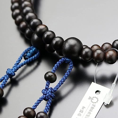【新品】真言宗 数珠 男性用 尺二 縞黒檀（艶消し） 梵天房（鉄色）【本式数珠 京念珠 京都 108玉 尺2 二連 振分 木製 葬儀 葬式 法事 法要 高野山 マイ数珠 2000300101009】【数珠袋プレゼント！】 72fb26fd
