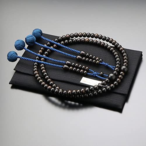 【新品】真言宗 数珠 男性用 尺二 縞黒檀（艶消し） 梵天房（鉄色）【本式数珠 京念珠 京都 108玉 尺2 二連 振分 木製 葬儀 葬式 法事 法要 高野山 マイ数珠 2000300101009】【数珠袋プレゼント！】 72fb26fd